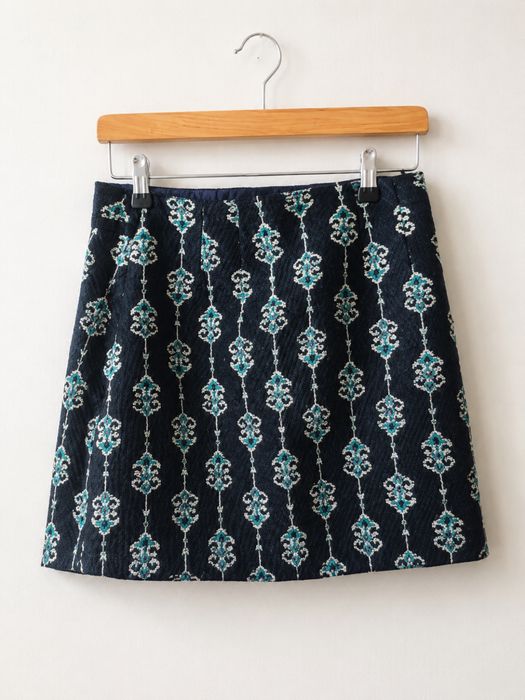 Trapezowa mini spódnica haft boho Zara Basic M