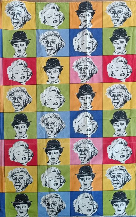 UNIKAT! Tkanina Pop-Art 158x82 cm – Marilyn Monroe Einstein Chaplin