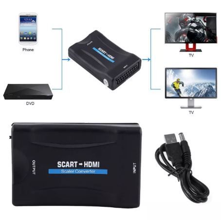 adaptador conversor cabo scart hdmi portes incluidos