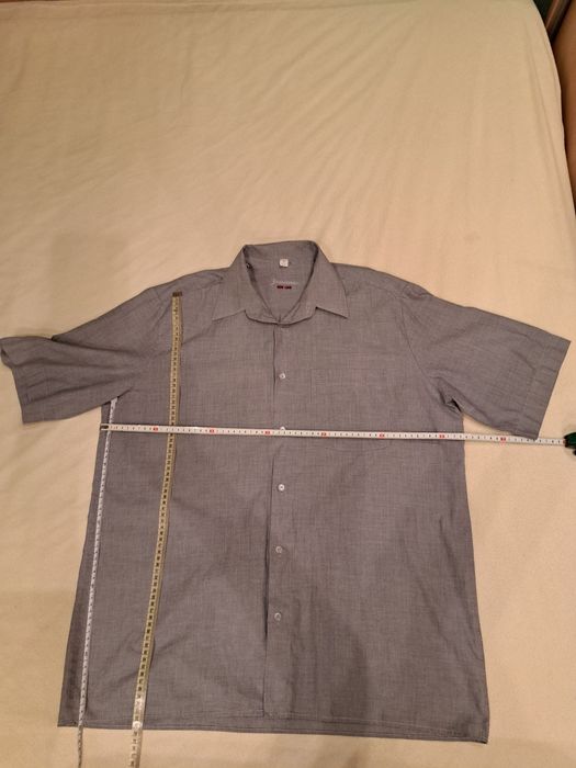 Koszula męska rozm. 176 (41) letnia szara krótki rękaw 100% bawełna