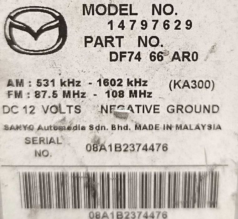 Rádio / Auto Rádio DF7466AR0 - MAZDA 2