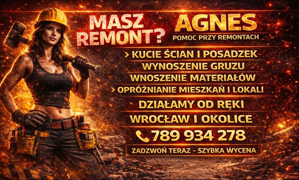 Wyburzenia/Rozbiórki Przygotowania lokali do remontu, WNOSZENIE MATERI