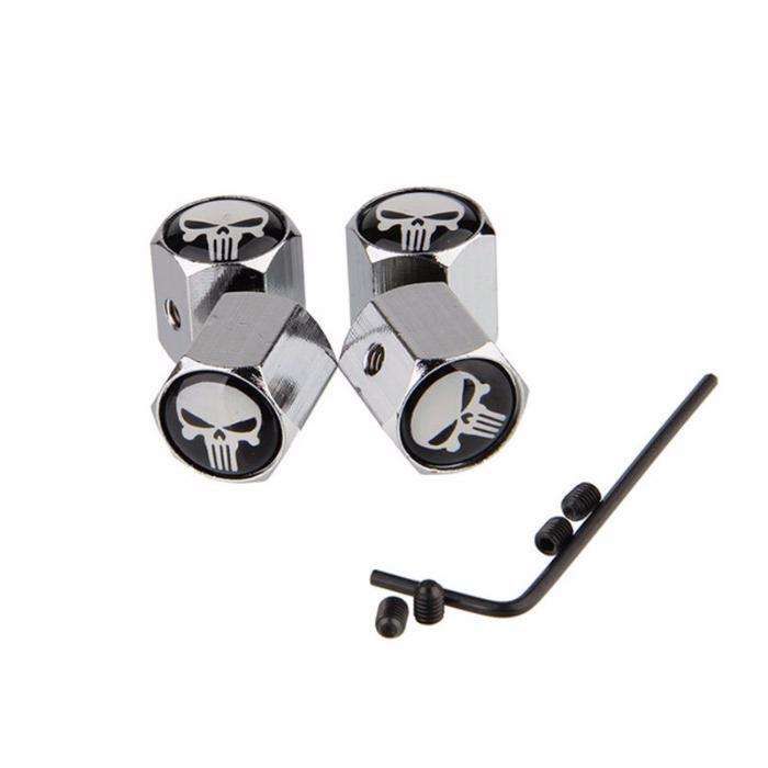 Pipos tampas valvulas pneus porta chaves e anti-roubo Skull Punisher