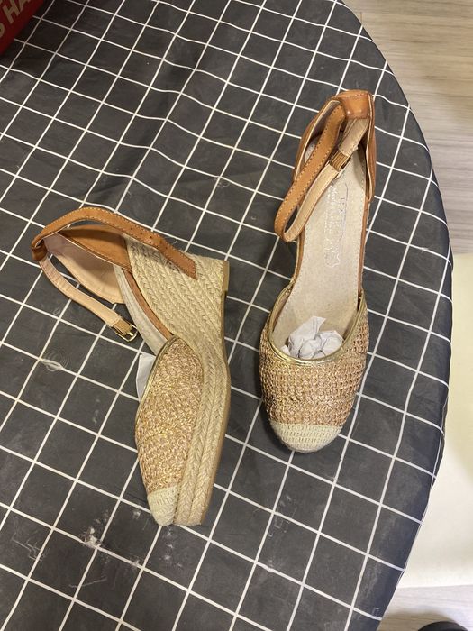Platform sandals in rope and leather, size 40