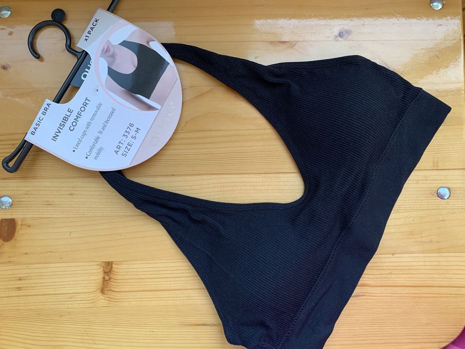 Чорний топ xs з відкритою спинкою в рубчик без застібок, бюстгалтер