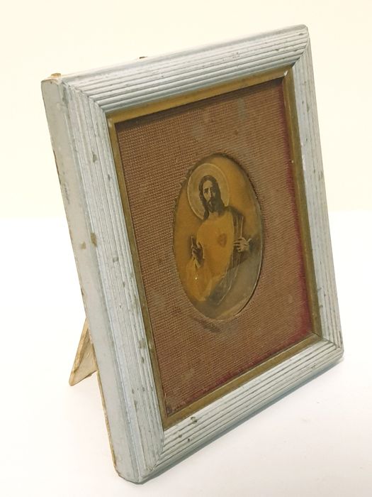 Invulgar antiga imagem do Sagrado Coração de Jesus