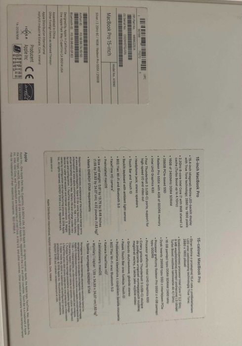 MacBook Pro 15” (2018) – Model A1990