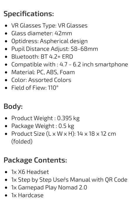 VR-SHARK® X6 Headset - Bundle with Gamepad and Hardcase