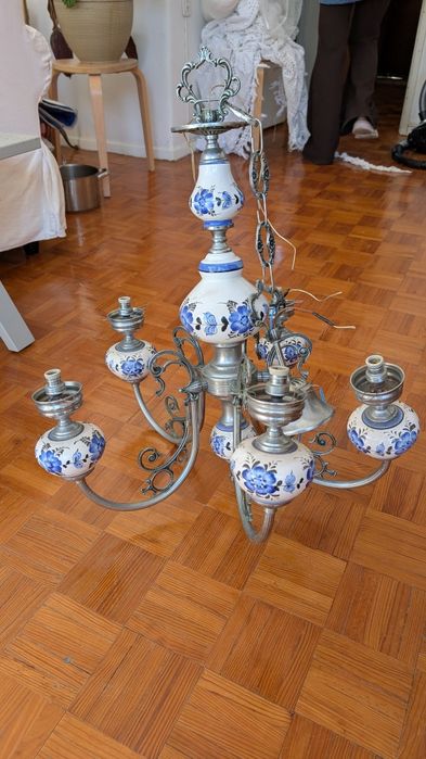 Candelabro Lustre Antigo pintado á mão