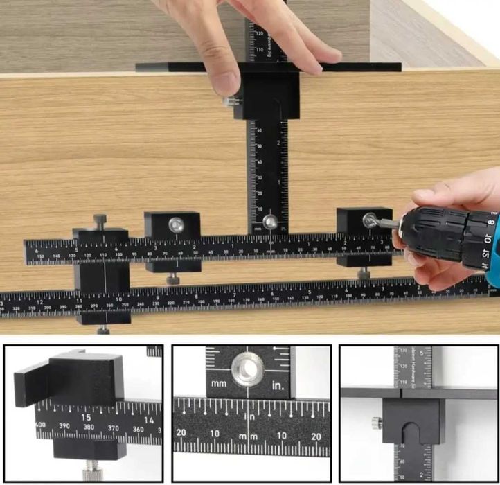 Меблевий т-подібний шаблон-кондуктор алюмінієвий під фурнітуру
