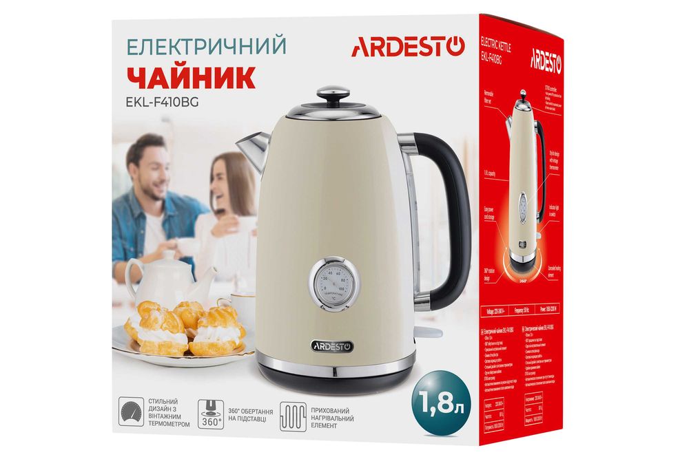 EKL-F410BM/BG Електрочайник 1.8л 2200Вт Ardesto контроллер Strix