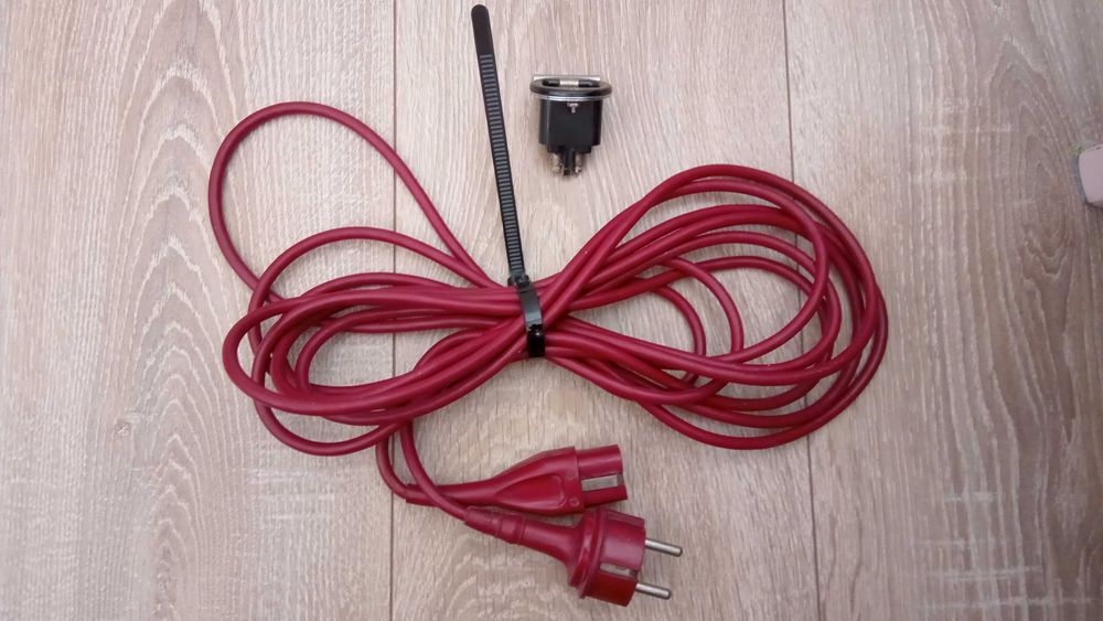 Kabel zasilający Schuko, starego typu (DDR), bordowy/wiśniowy, Miele