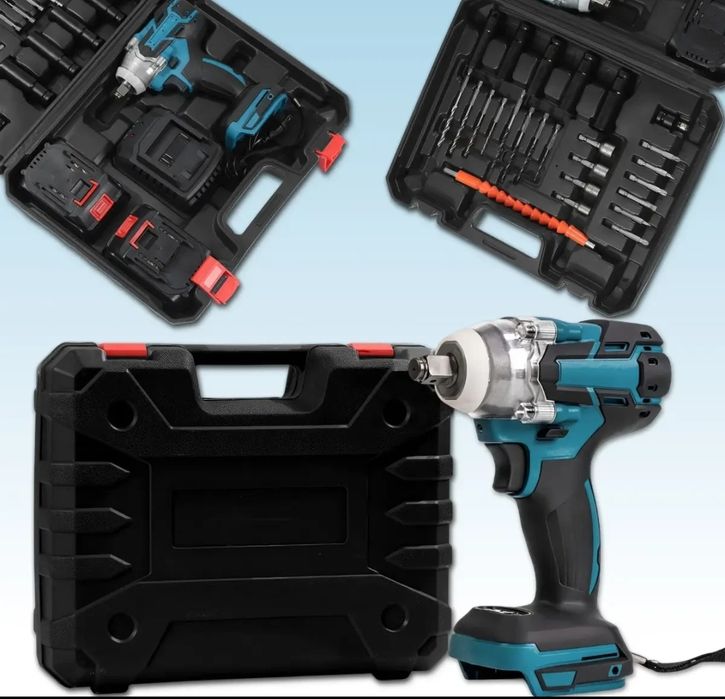 Ударный гайковерт на аккумуляторе с дополнительными насадками 25 штук