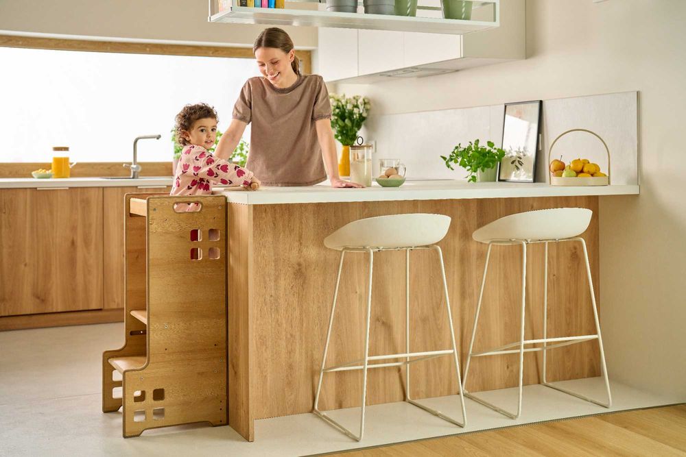 KITCHEN Helper Pomocnik Kuchenny Montessori+ Biblioteczka 2w1 LIONELO