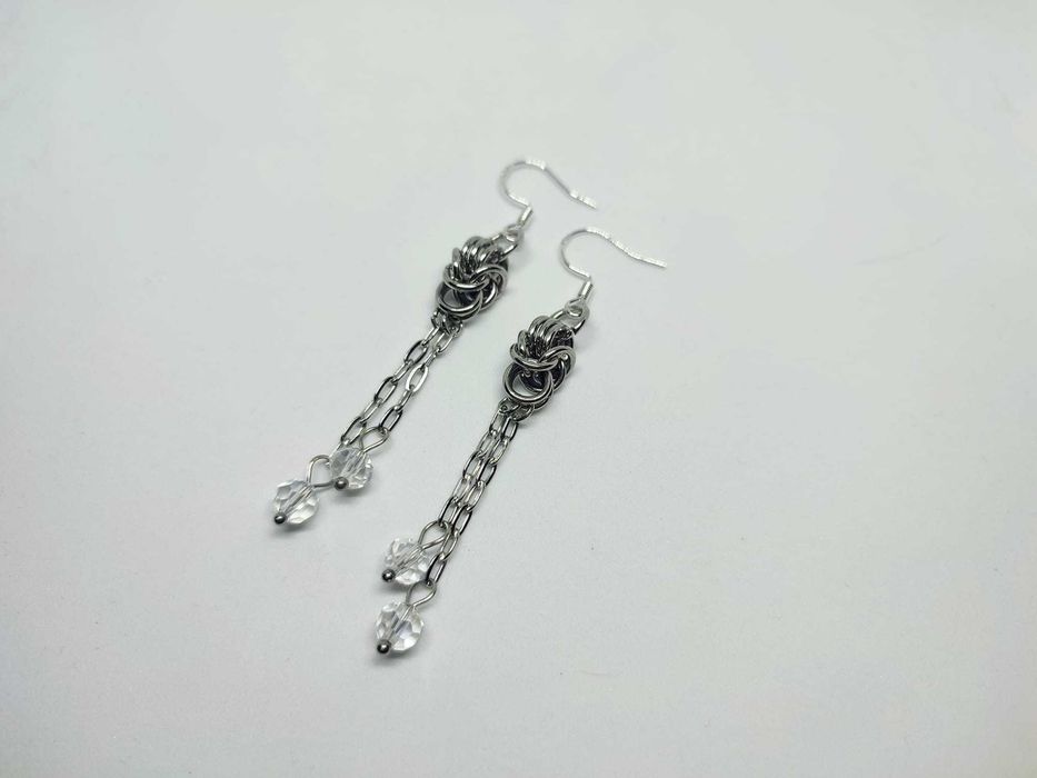 Długie kolczyki chainmail – elegancka stal chirurgiczna & srebro 925