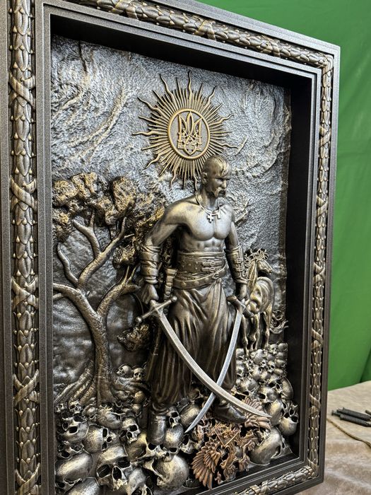 Авторська картина Козак  Мамай • дерев’яний рельєф • ручна робота