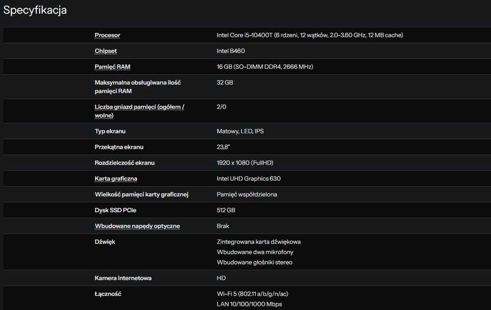 HP 24 AiO All-in-One i5-10400T/16GB RAM/512 SSD Black