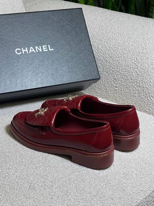 Бургунді/ бордові шкіряні лофери Chanel! Розмір 39,40! Розпродаж 70%