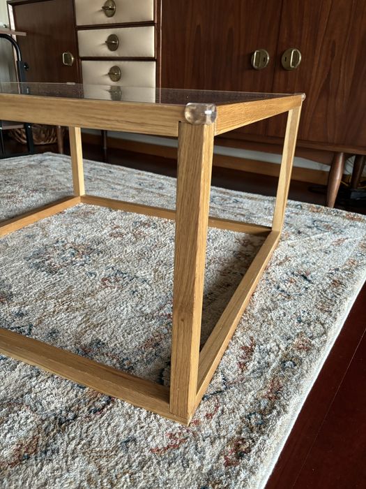 Mesa centro carvalho vidro