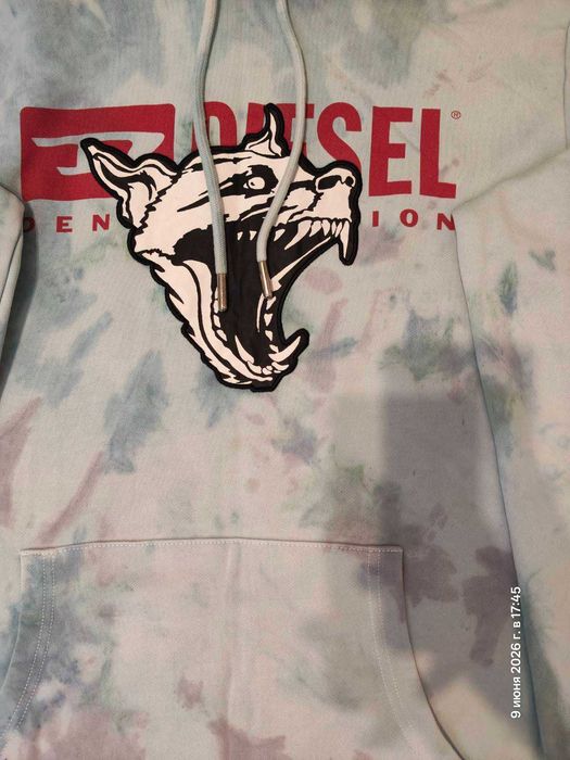 Оригинальное худи Diesel S-GIR-HOOD-BX1 (Волк) / Размер L / Кастом Tie-Dye