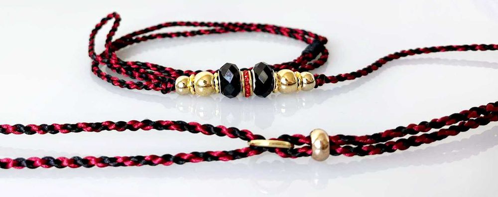 Smycz wystawowa dla psa ringówka czarno czerwona