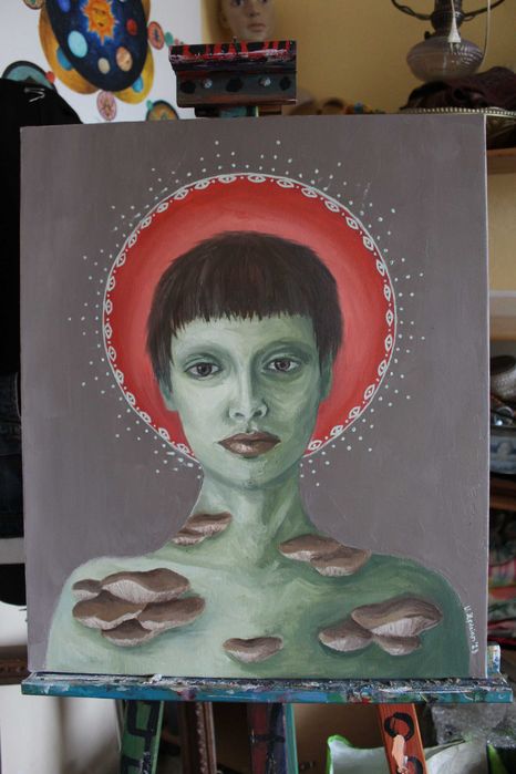 Obraz portret olej na płótnie grzyby 60x50