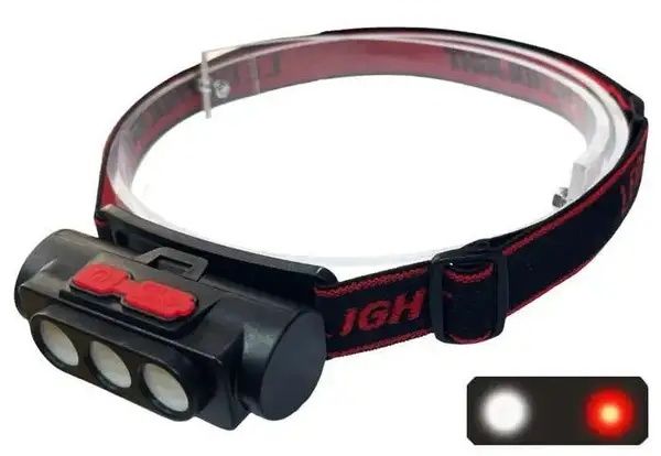 Ліхтар налобний з червоним і білим світлом BL-2119C акумуляторний