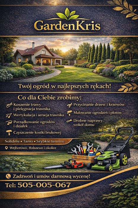 GardenKris – Pielęgnacja ogrodów ,Wertykulacja ,Koszenie , Usługi ogrodowe