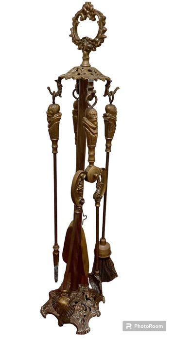 Conjunto Lareira Vintage em Latão - Usado em Bom Estado