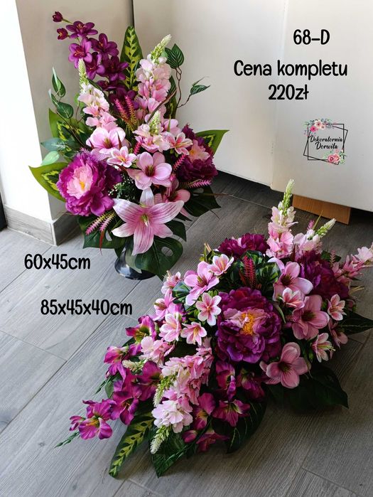 kompozycje kwiatowe na cmentarz grób wiązanka + bukiet kwiaty sztuczne