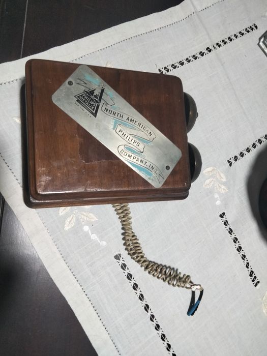 Rara caixa de campainha vintage em madeira (Bell Set No 1) - North American Philips Co. vintage