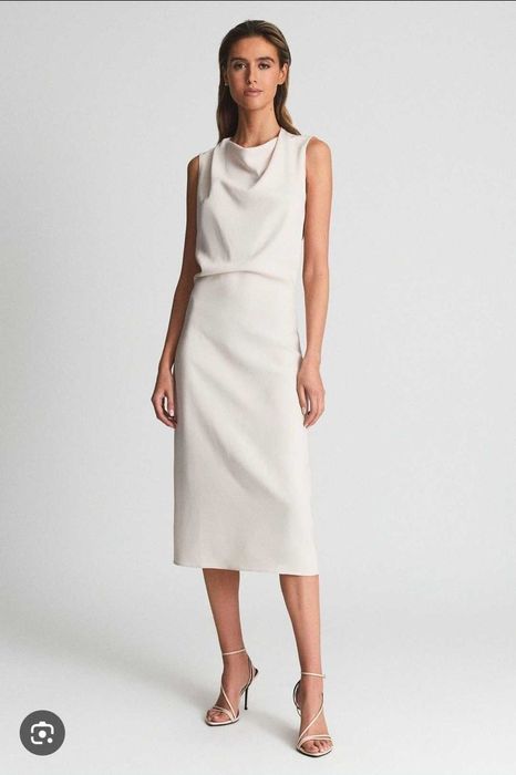 Стильное элегантное молочное миди платье Reiss р. S