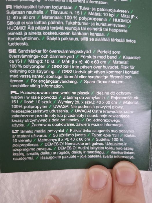 Przeciwpowodziowe worki na piasek 5 szt.