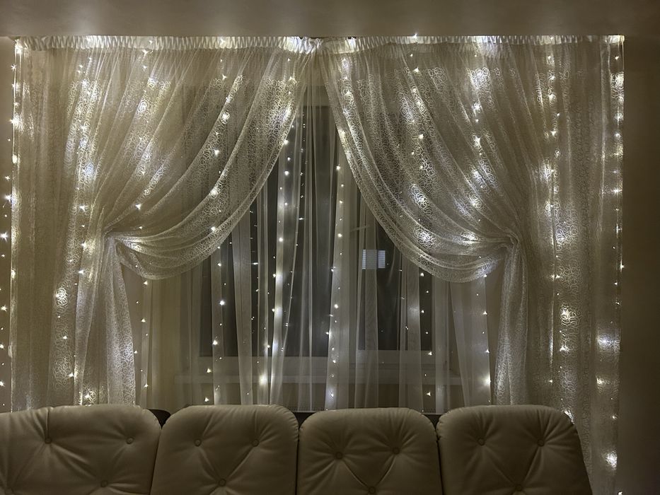 Комплект штори/тюль/стелевий карниз та серита система підтягування щто