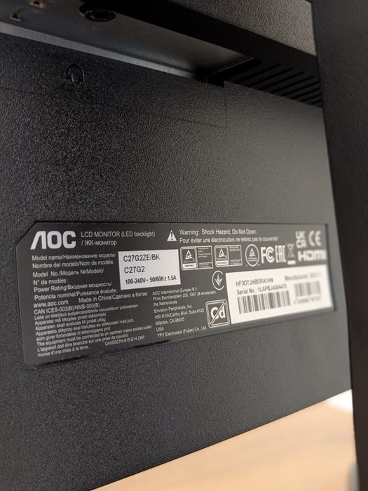 Monitor AOC C27G2ZE/BK 240HZ