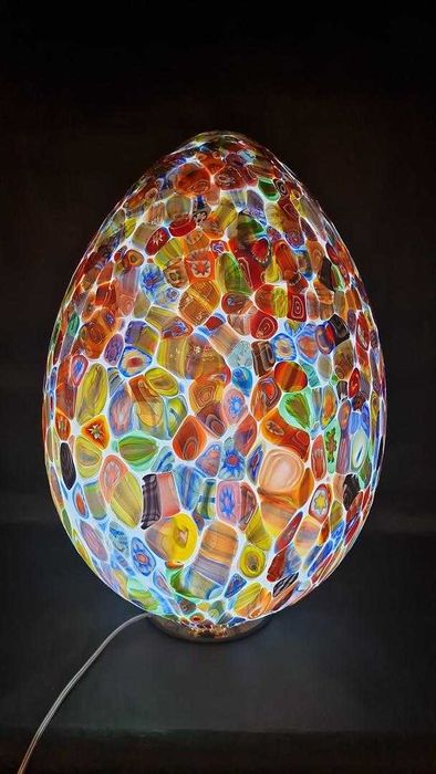 Grande Candeeiro de Mesa em Vidro Opalino Murano Século XXI Itália