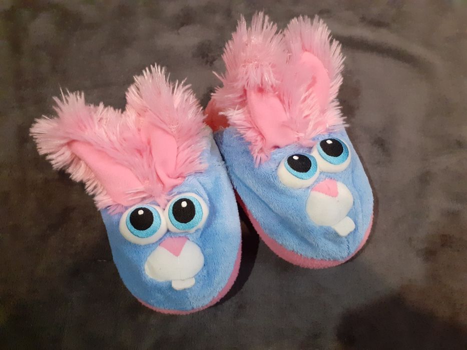 Тапочки Зайчик,(девочка, мальчик) 18-19 см, тёплые, для дома, Stompeez