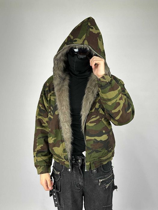 Бомбер дутий камо с мехом куртка курточка пуховик мех MA-1 аляска