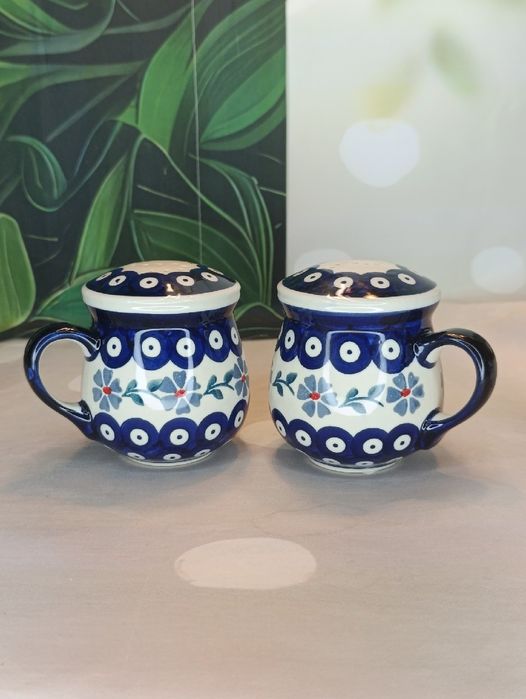 Solniczka i pieprzniczka kubki ceramika Bolesławiec