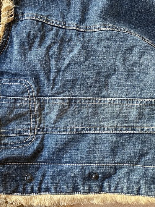 жилетка y2k джинсова на штучному хутрі вінтаж