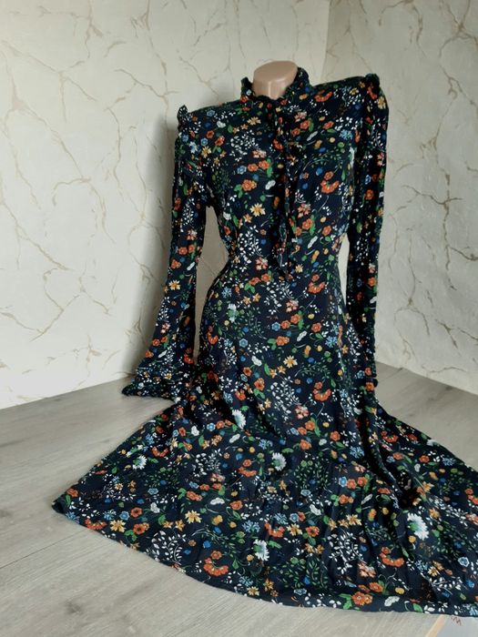 Сукня міді віскоза синя в квітковий принт,44-46 р