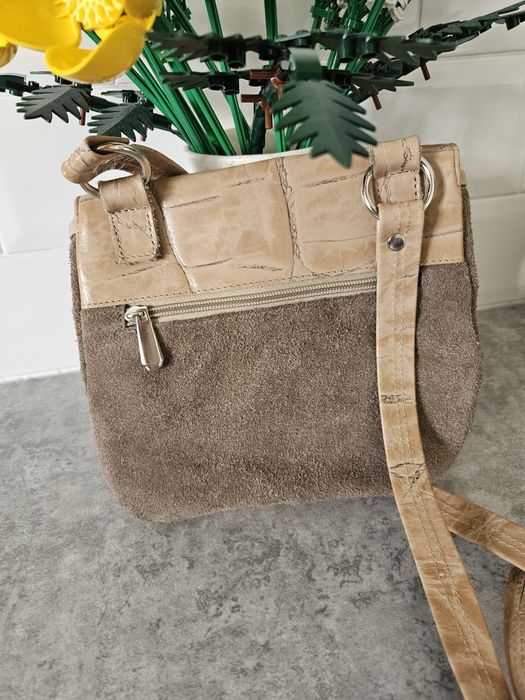 Torebka skórzana crossbody beż beżowa na ramię oldmoney vintage