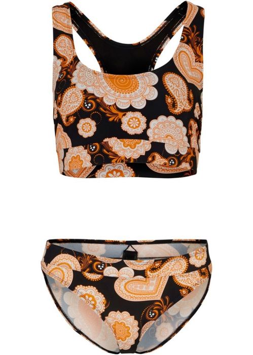 B.P.C bikini bustier i figi czarne w pomarańczowe wzory 38.