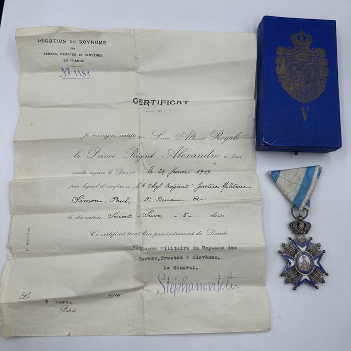 Order Świętego Sawy V klasa Bertrand pudełko + nadanie