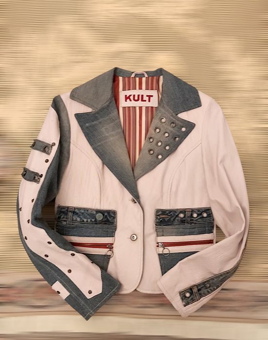Casaco/blazer vintage em pele e ganga Kult