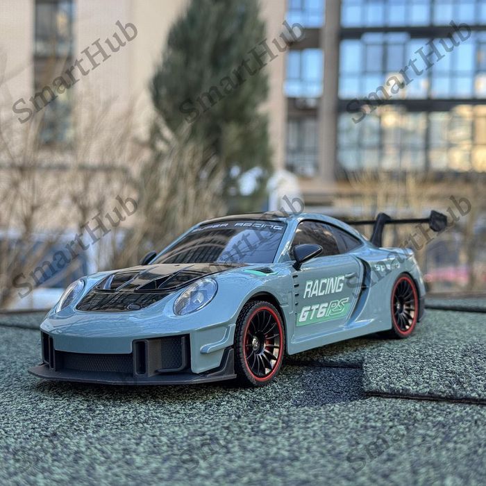 Дрифт машинка Porsche 911 GT6 RS сіра на радіокеруванні з ефектом диму