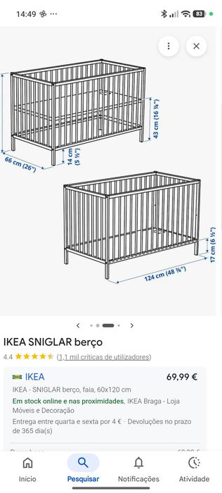 Berço ikea nunca usado