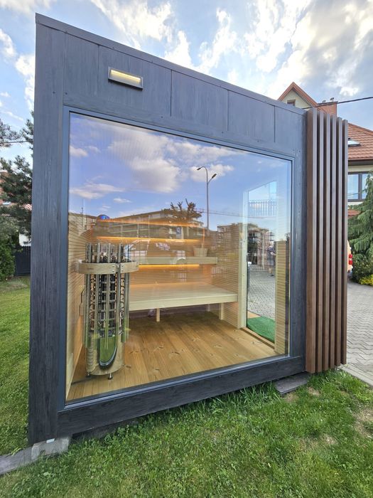 Sauna ogrodowa premium w kontenerze z płyty zespolonej 100 mm PIR