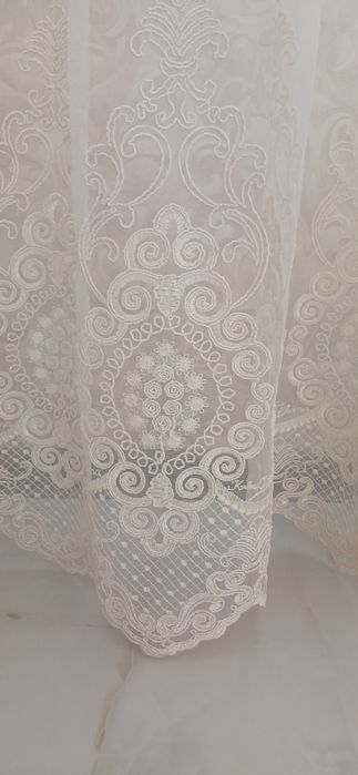 Тюль  біла та айворі