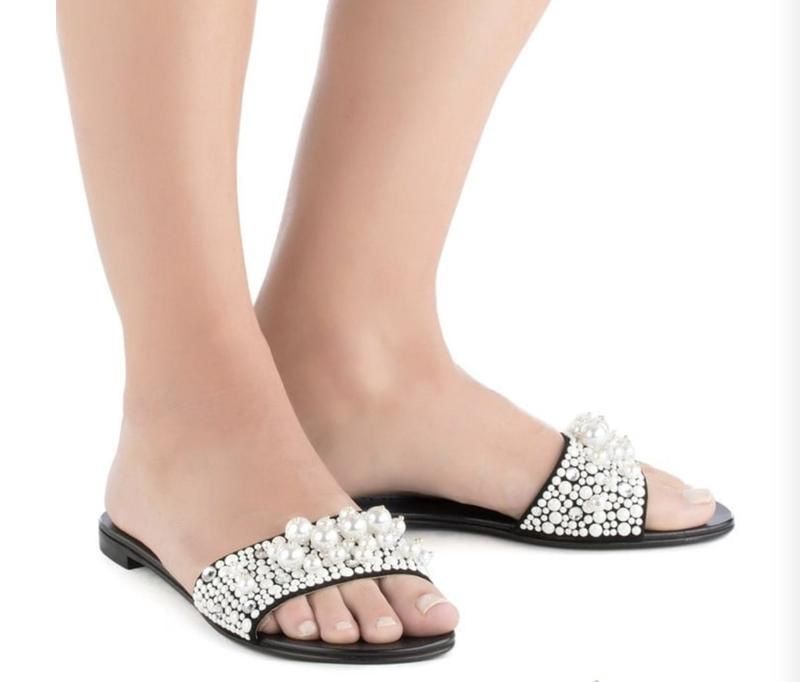 Оригинал.фирменные,кожаные шлепанцы с жемчугом giuseppe zanotti